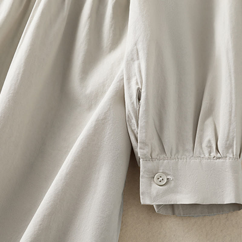 Tactile Cotton Blend Lapel Pocket Mindful Midi Dress