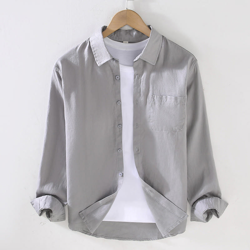 Tactile Linen Long Sleeve Mindful Meditation Men's Shirt