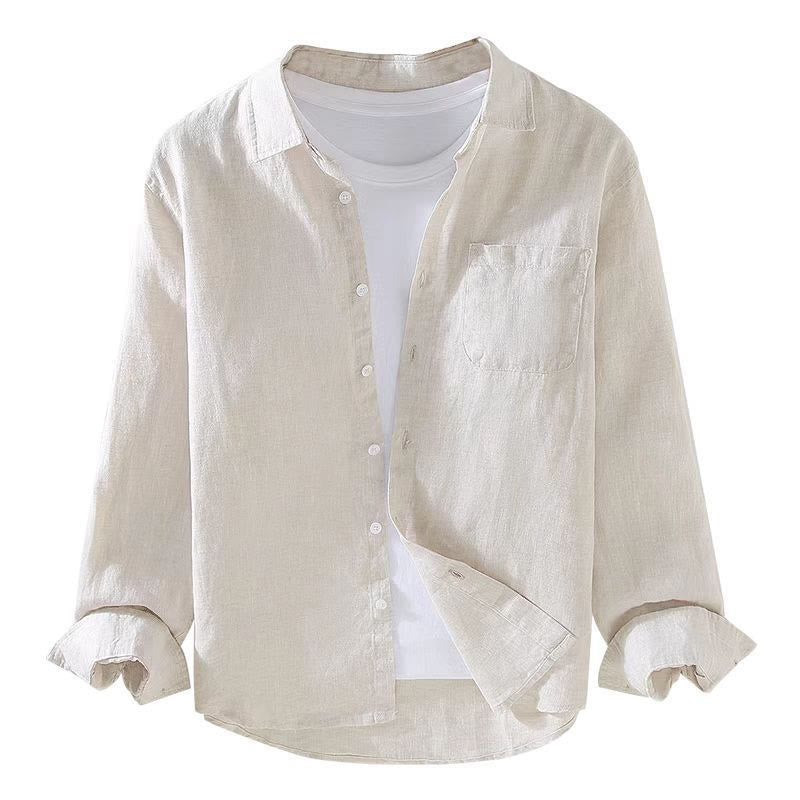 Tactile Linen Long Sleeve Mindful Meditation Men's Shirt