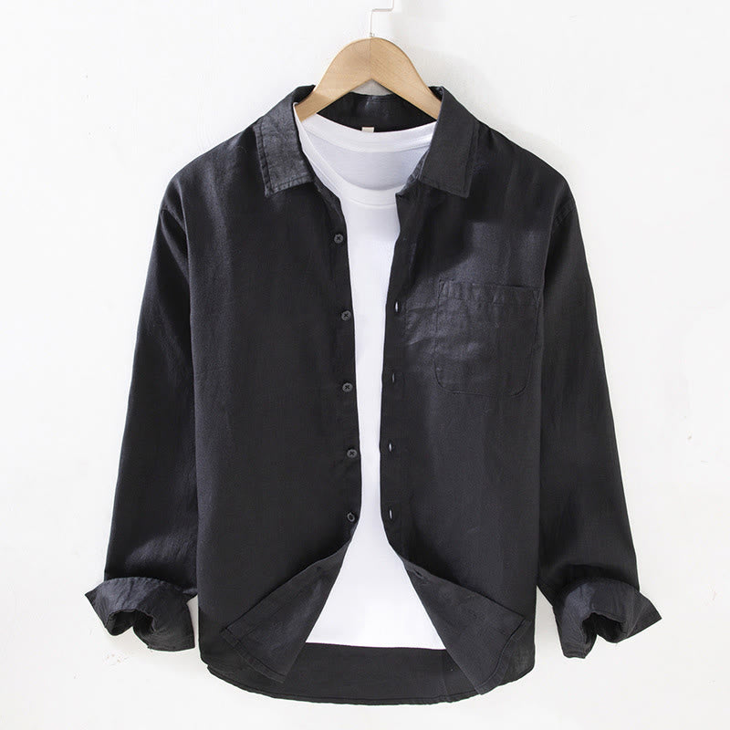 Tactile Linen Long Sleeve Mindful Meditation Men's Shirt