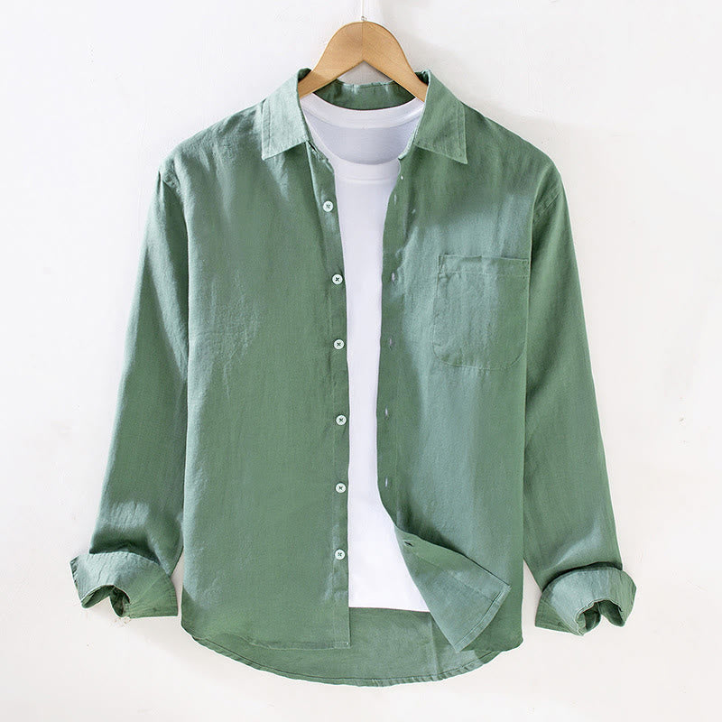 Tactile Linen Long Sleeve Mindful Meditation Men's Shirt