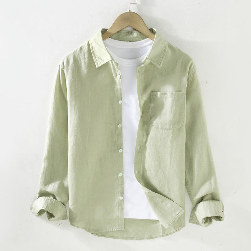 Tactile Linen Long Sleeve Mindful Meditation Men's Shirt