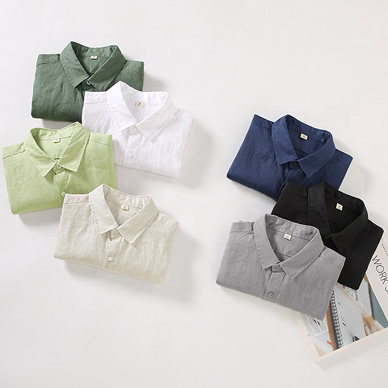 Tactile Linen Long Sleeve Mindful Meditation Men's Shirt