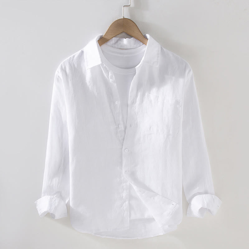 Tactile Linen Long Sleeve Mindful Meditation Men's Shirt
