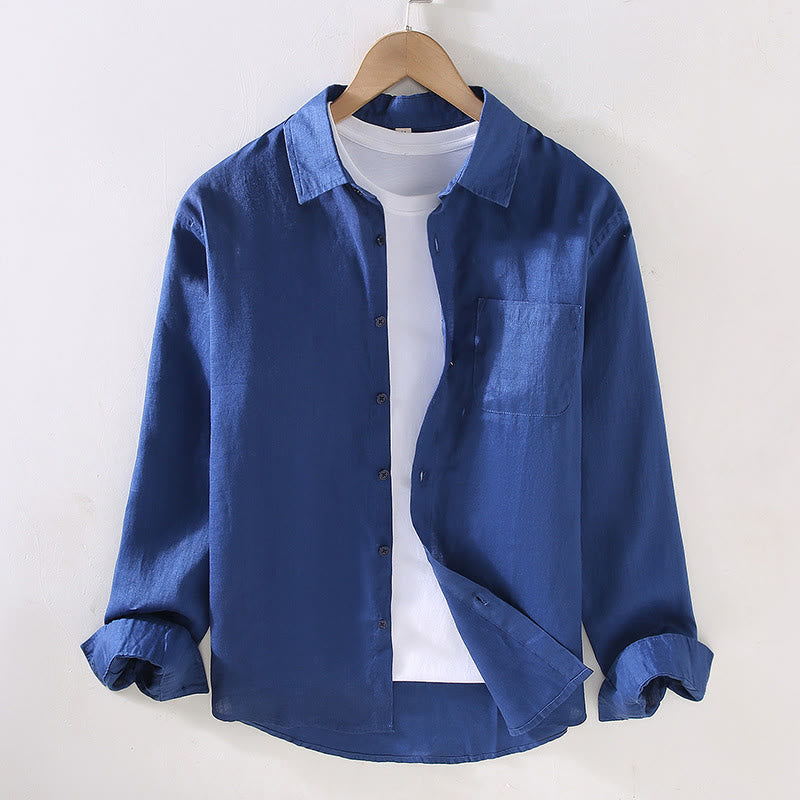 Tactile Linen Long Sleeve Mindful Meditation Men's Shirt
