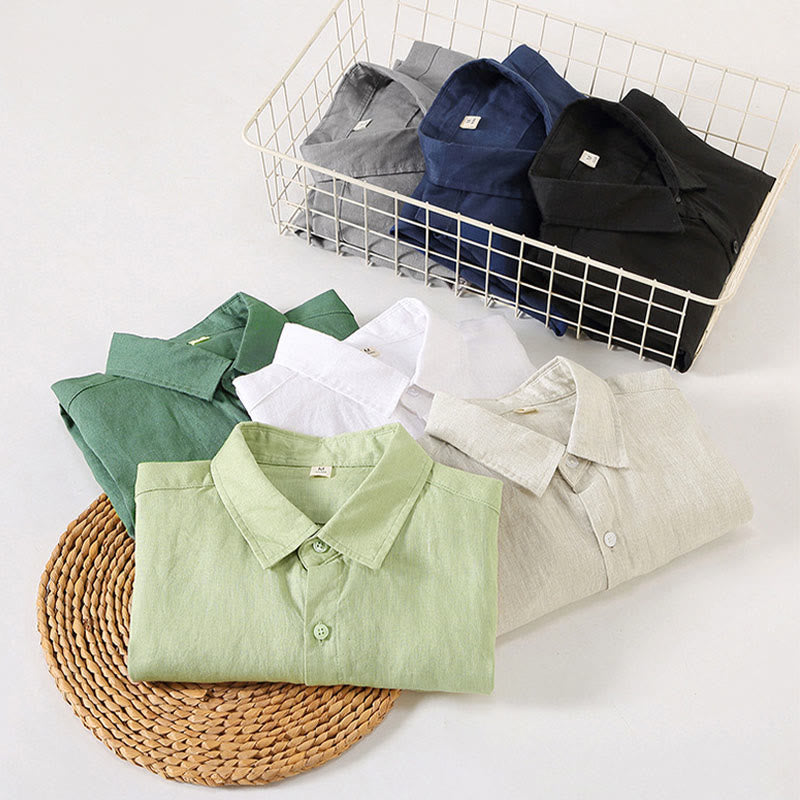 Tactile Linen Long Sleeve Mindful Meditation Men's Shirt