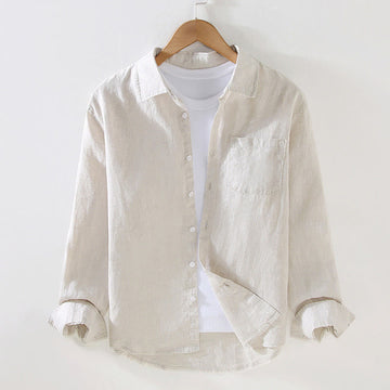 Tactile Linen Long Sleeve Mindful Meditation Men's Shirt