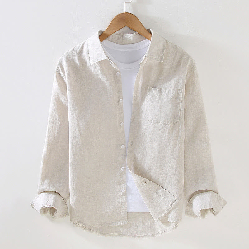 Tactile Linen Long Sleeve Mindful Meditation Men's Shirt