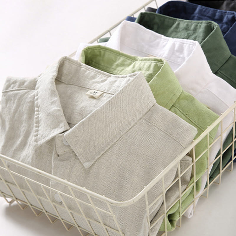 Tactile Linen Long Sleeve Mindful Meditation Men's Shirt