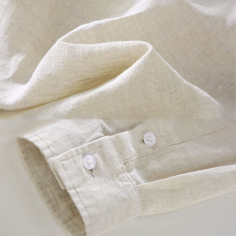 Tactile Linen Long Sleeve Mindful Meditation Men's Shirt