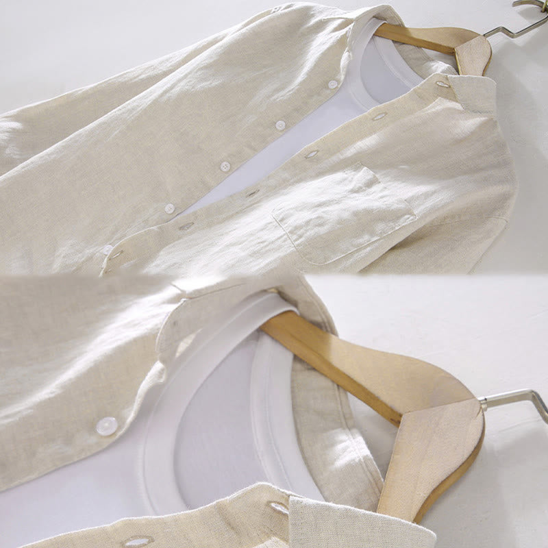 Tactile Linen Long Sleeve Mindful Meditation Men's Shirt