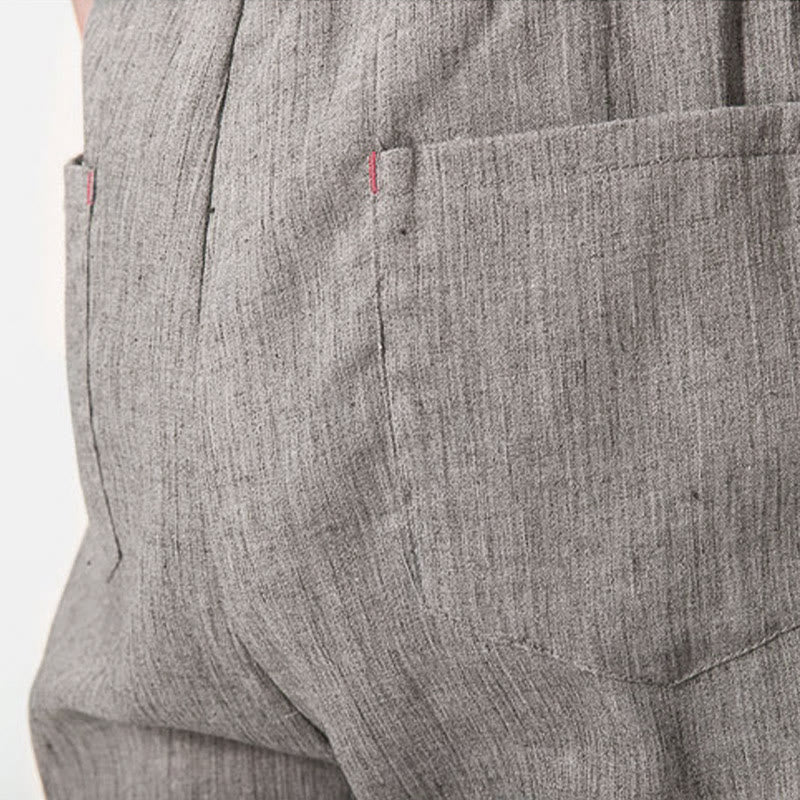 Simple Drawstring Design Linen Men's Pants With Pockets
