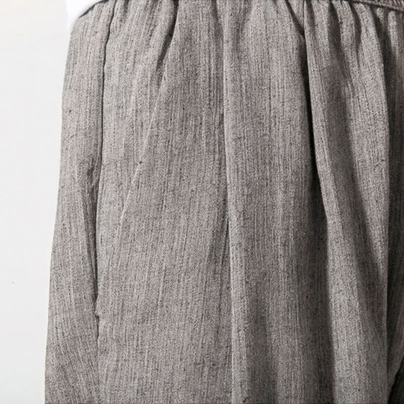 Simple Drawstring Design Linen Men's Pants With Pockets