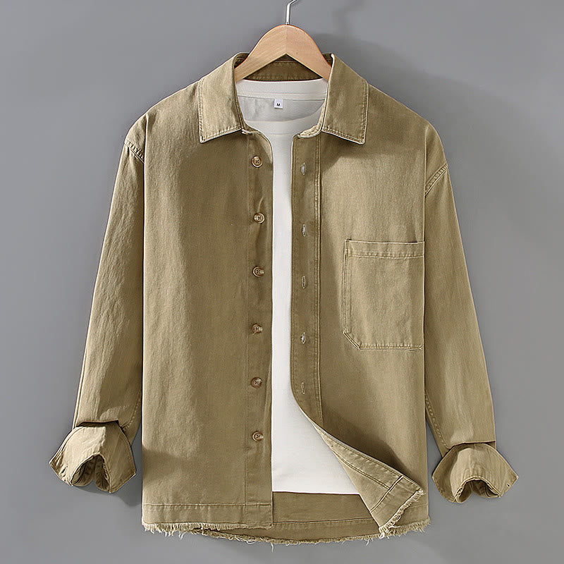 Breathable Cotton Regular Fit Tassel Hem Long Sleeve Meditation Shirt