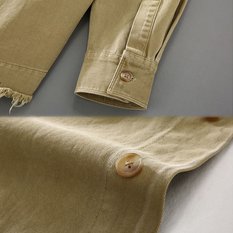 Breathable Cotton Regular Fit Tassel Hem Long Sleeve Meditation Shirt