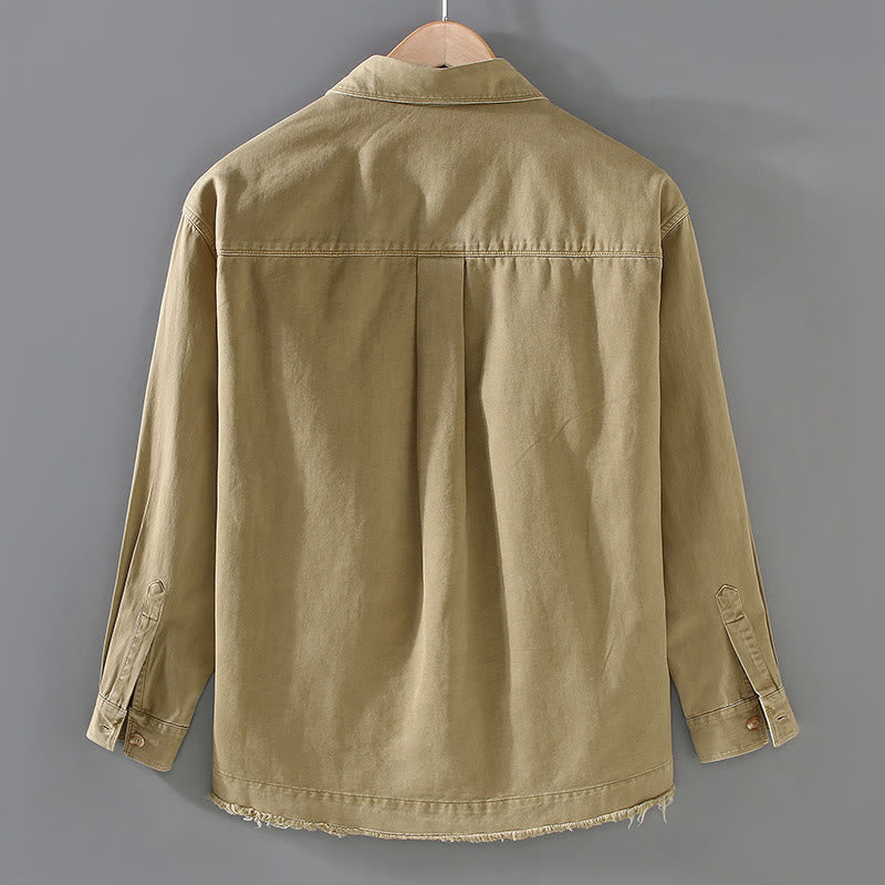 Breathable Cotton Regular Fit Tassel Hem Long Sleeve Meditation Shirt