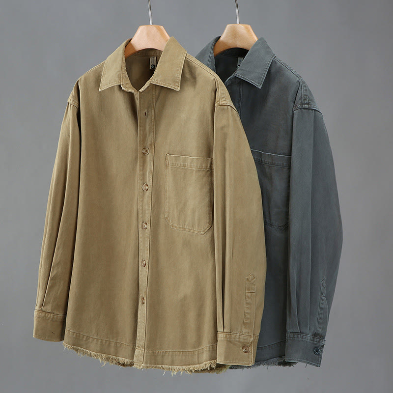 Breathable Cotton Regular Fit Tassel Hem Long Sleeve Meditation Shirt
