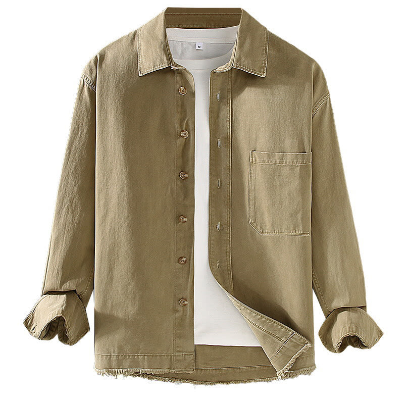 Breathable Cotton Regular Fit Tassel Hem Long Sleeve Meditation Shirt