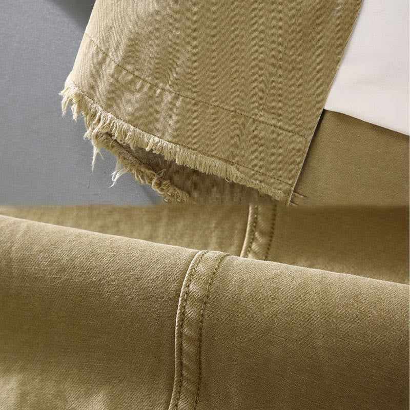 Breathable Cotton Regular Fit Tassel Hem Long Sleeve Meditation Shirt