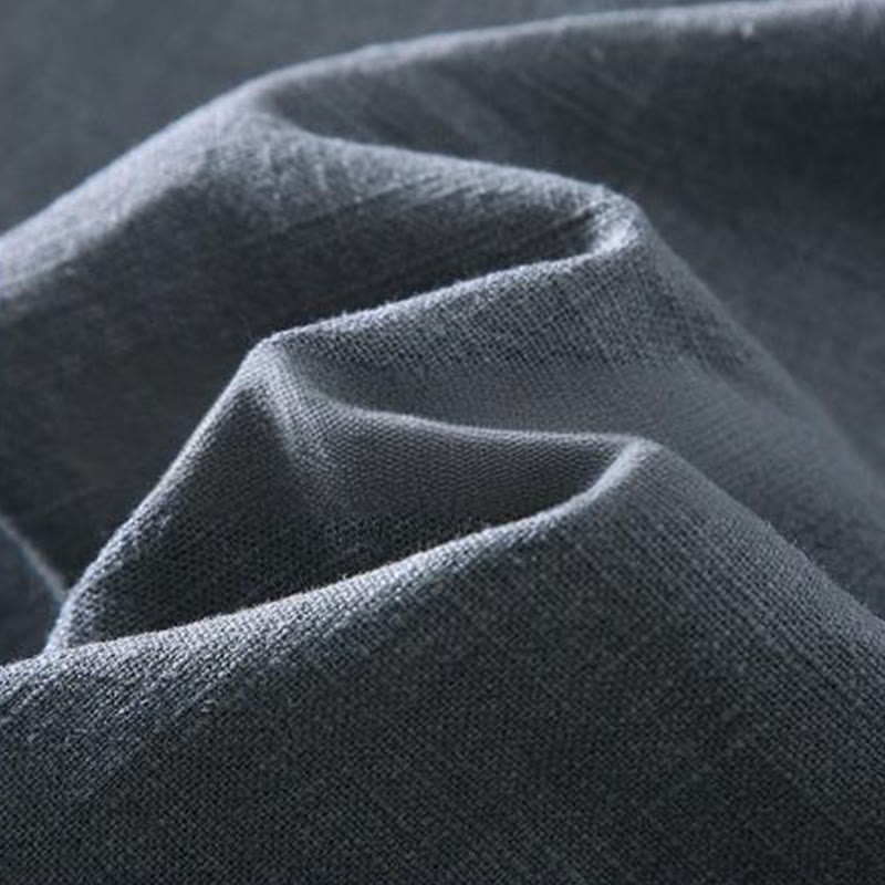 Commute Plain Long Sleeve Button Lapel Design Men's Ramie Linen Jacket With Pockets