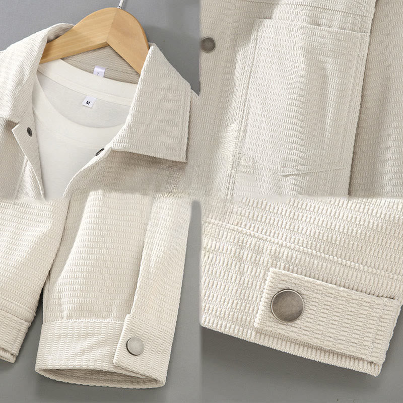 Commute Lapel Design Buttons Men's Long Sleeve Jacket With Pockets