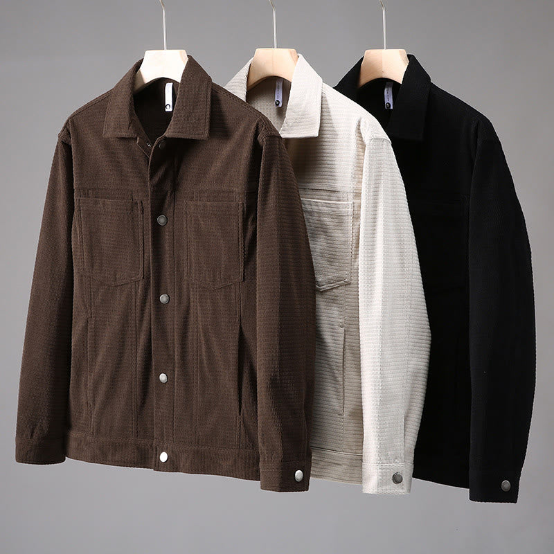 Commute Lapel Design Buttons Men's Long Sleeve Jacket With Pockets