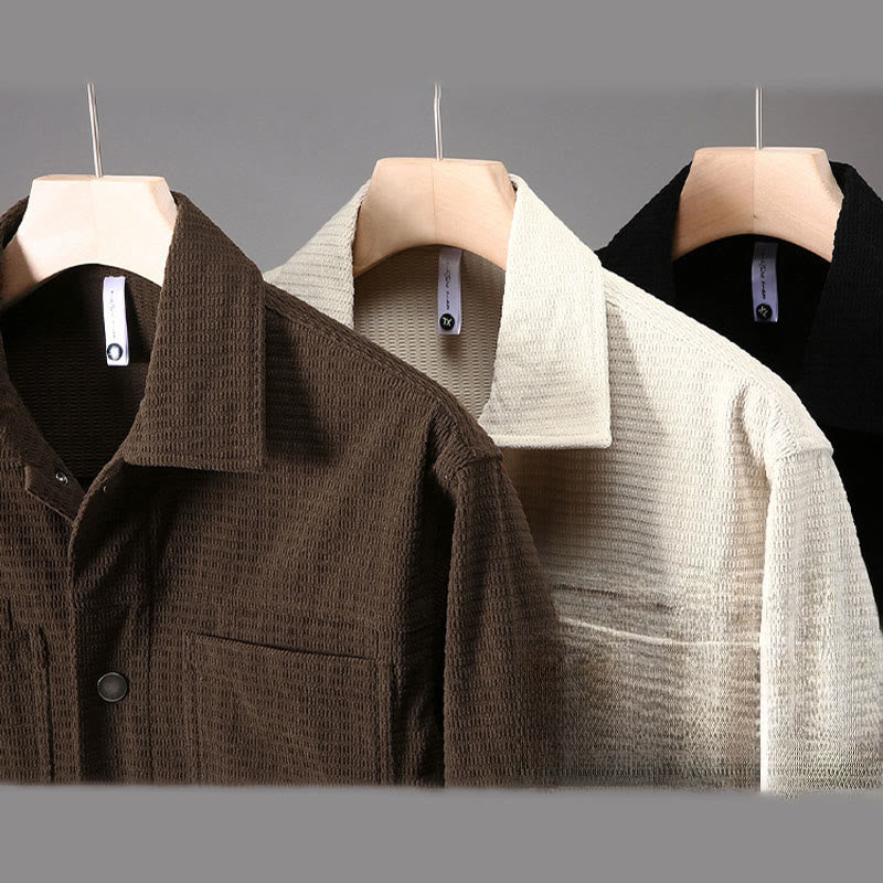Commute Lapel Design Buttons Men's Long Sleeve Jacket With Pockets