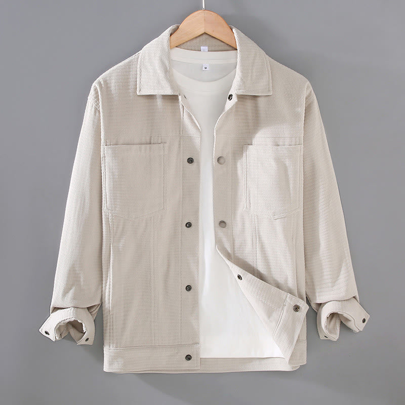 Commute Lapel Design Buttons Men's Long Sleeve Jacket With Pockets