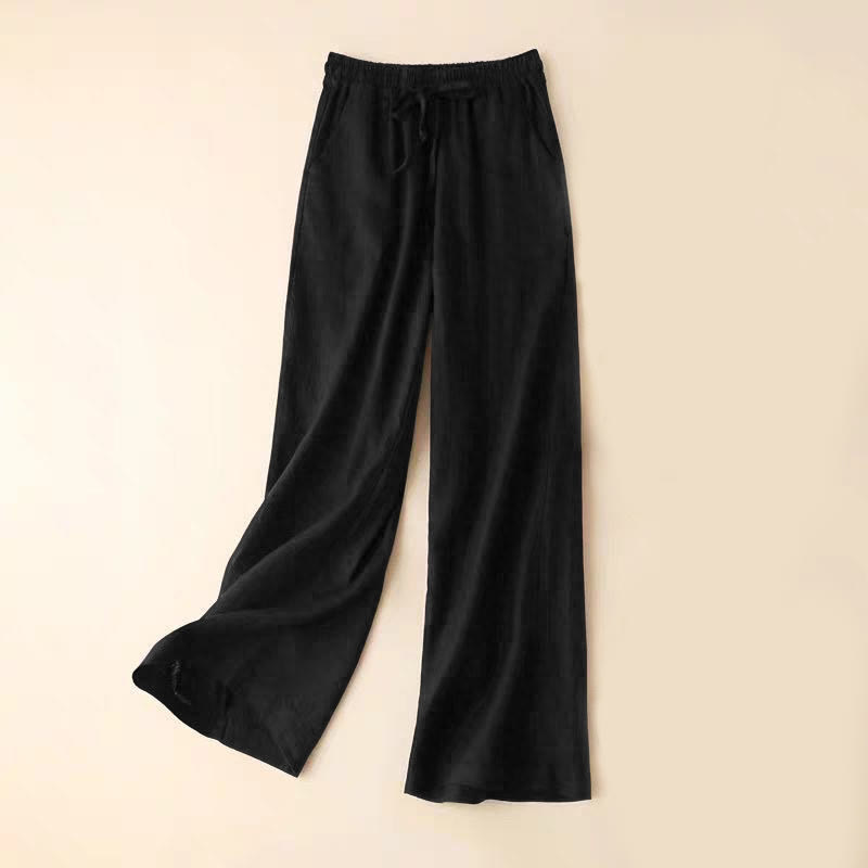 Casual High Waist Lace-up Wide Leg Pants With Pockets