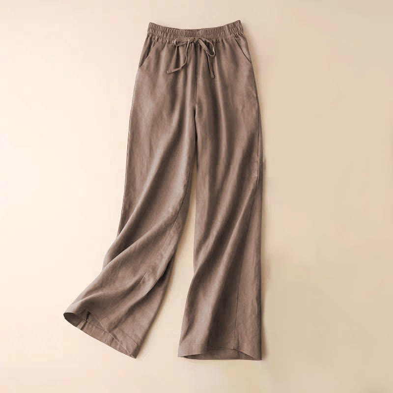 Casual High Waist Lace-up Wide Leg Pants With Pockets