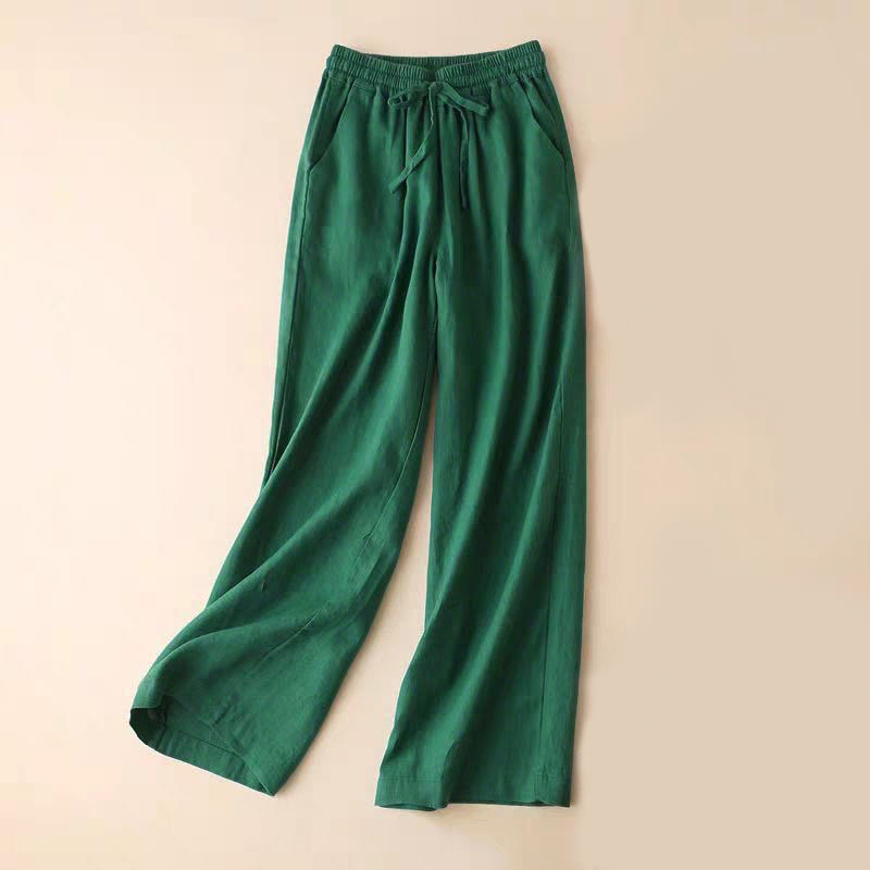 Casual High Waist Lace-up Wide Leg Pants With Pockets