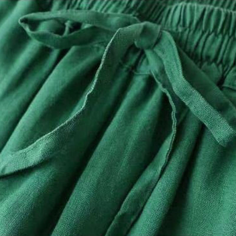 Casual High Waist Lace-up Wide Leg Pants With Pockets