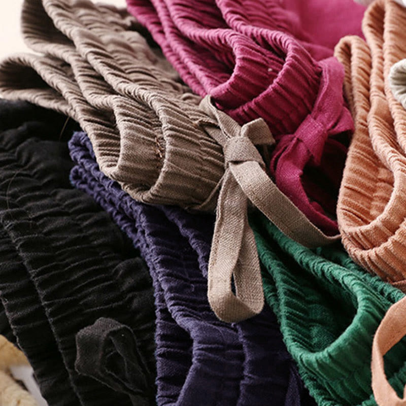 Casual High Waist Lace-up Wide Leg Pants With Pockets