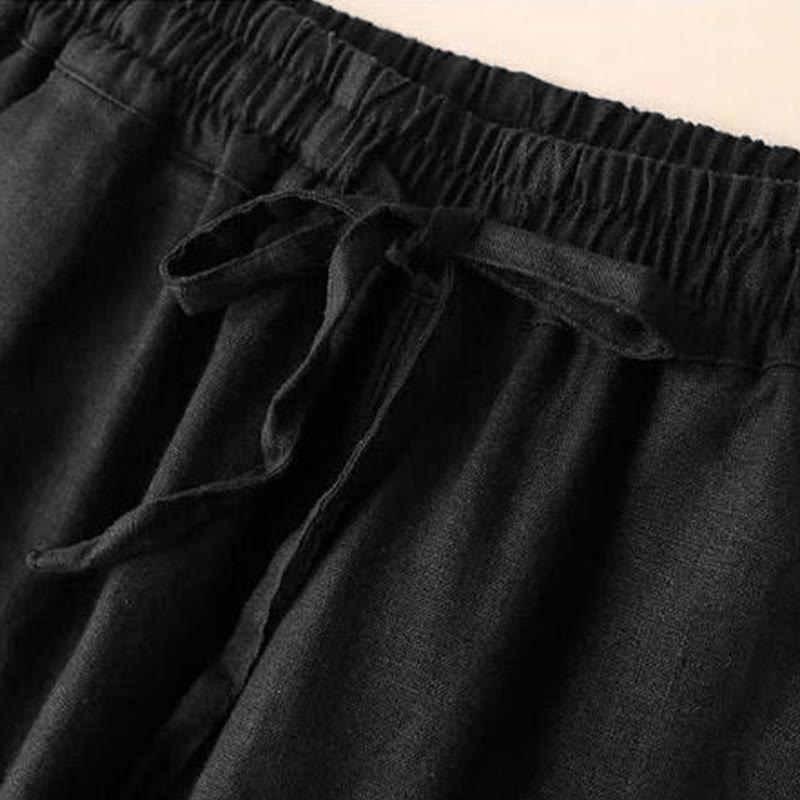 Casual High Waist Lace-up Wide Leg Pants With Pockets