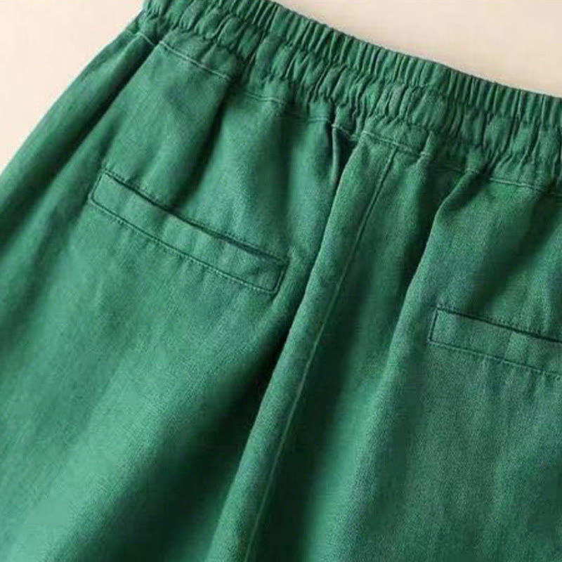 Casual High Waist Lace-up Wide Leg Pants With Pockets