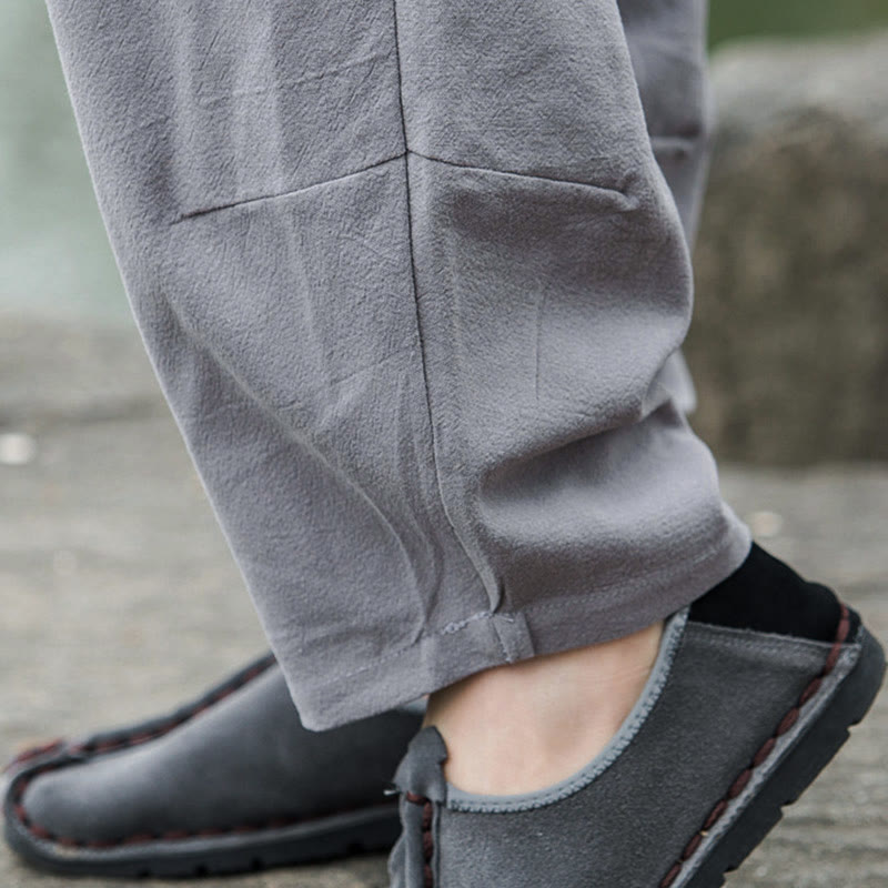 Plain Casual Cotton Bloomer Men's Pants With Pockets