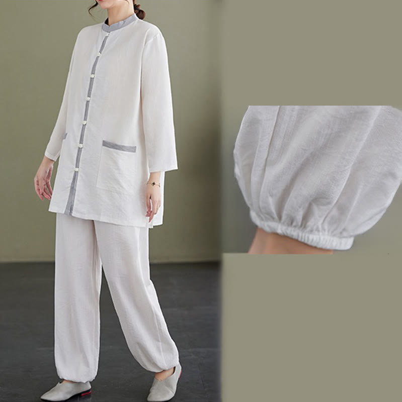 Breathable Cotton Two-Piece Meditation Set for Mindful Movement