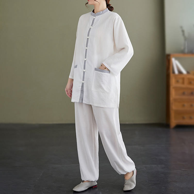 Breathable Cotton Two-Piece Meditation Set for Mindful Movement