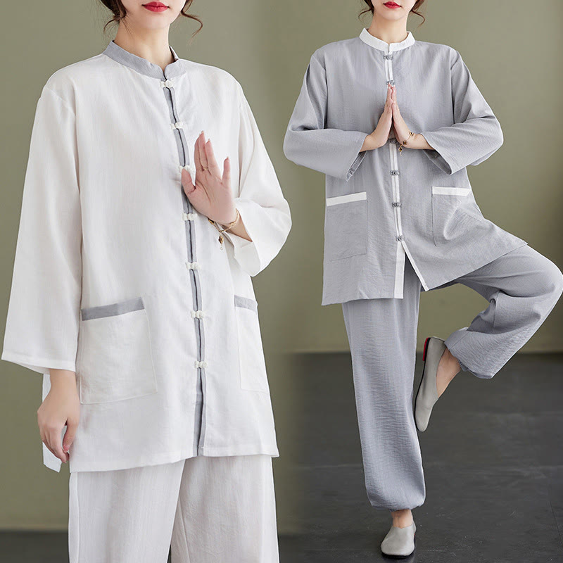 Breathable Cotton Two-Piece Meditation Set for Mindful Movement