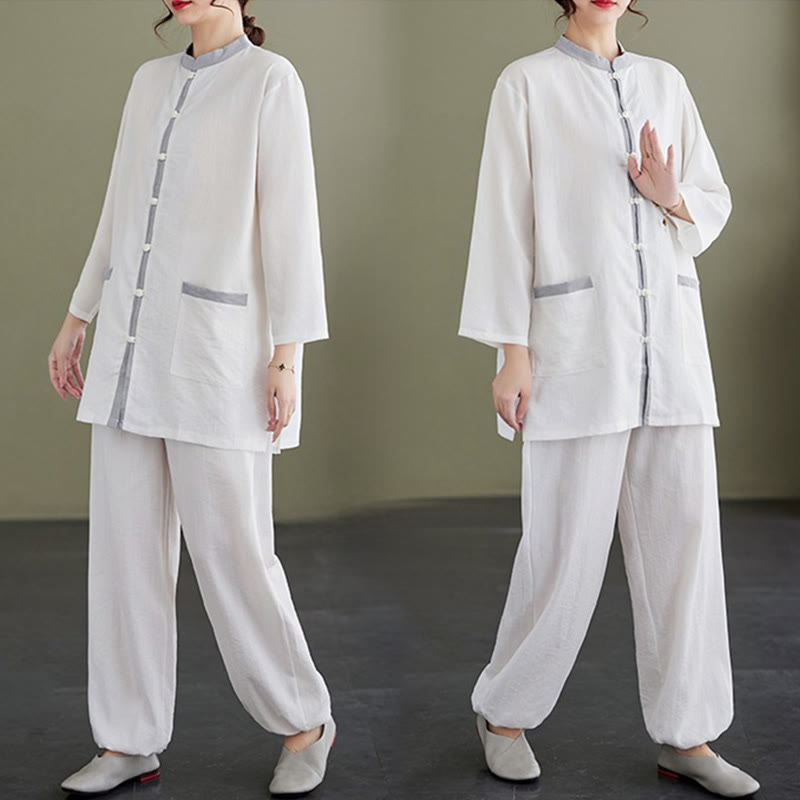 Breathable Cotton Two-Piece Meditation Set for Mindful Movement