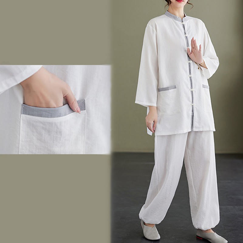 Breathable Cotton Two-Piece Meditation Set for Mindful Movement