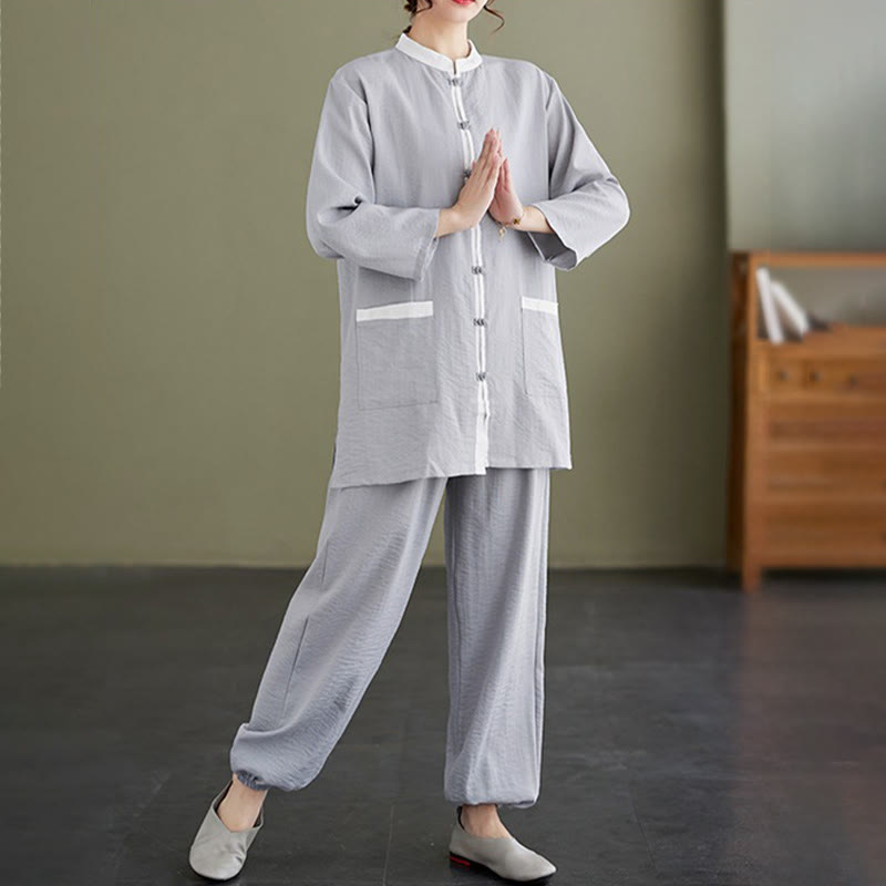Breathable Cotton Two-Piece Meditation Set for Mindful Movement