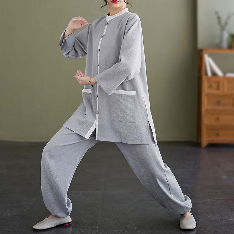 Breathable Cotton Two-Piece Meditation Set for Mindful Movement