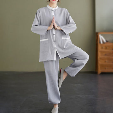Breathable Cotton Two-Piece Meditation Set for Mindful Movement