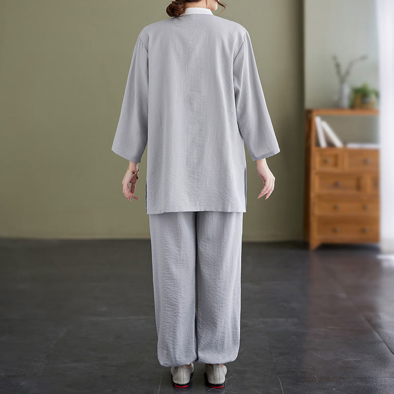 Breathable Cotton Two-Piece Meditation Set for Mindful Movement