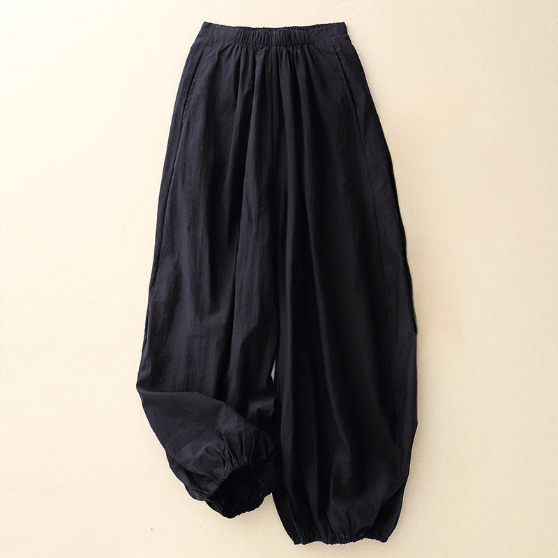 Casual Simple Design Women's Cotton Harem Pants With Pockets