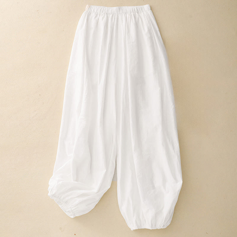 Casual Simple Design Women's Cotton Harem Pants With Pockets