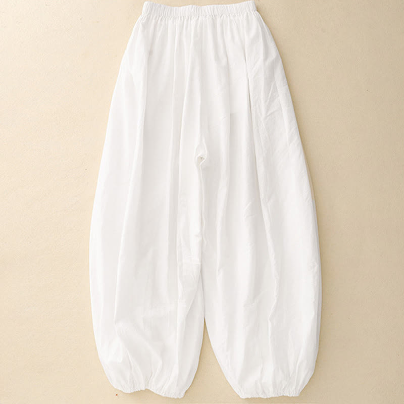 Casual Simple Design Women's Cotton Harem Pants With Pockets
