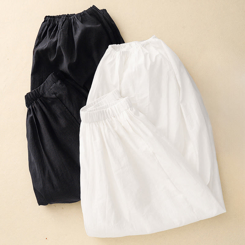Casual Simple Design Women's Cotton Harem Pants With Pockets