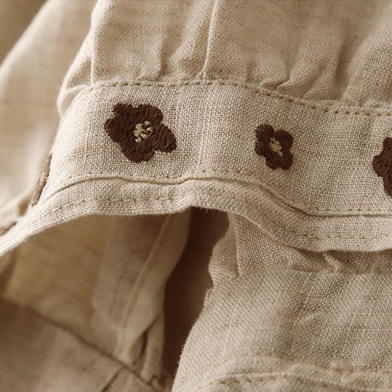 Cotton Linen Embroidered Cropped Meditation Harem Pants